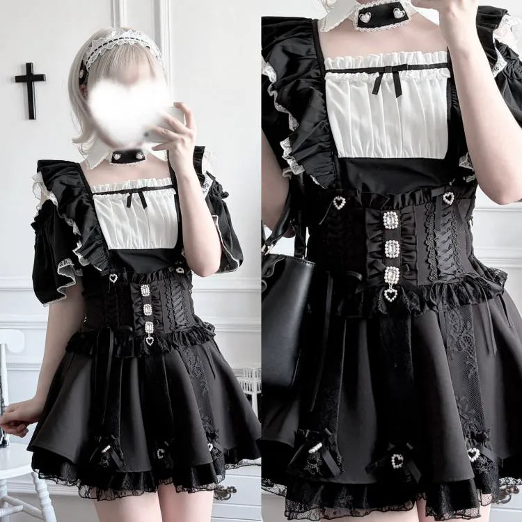 Jirai Kei Open-Shoulder Blouse, Detachable Collar 45844:865692