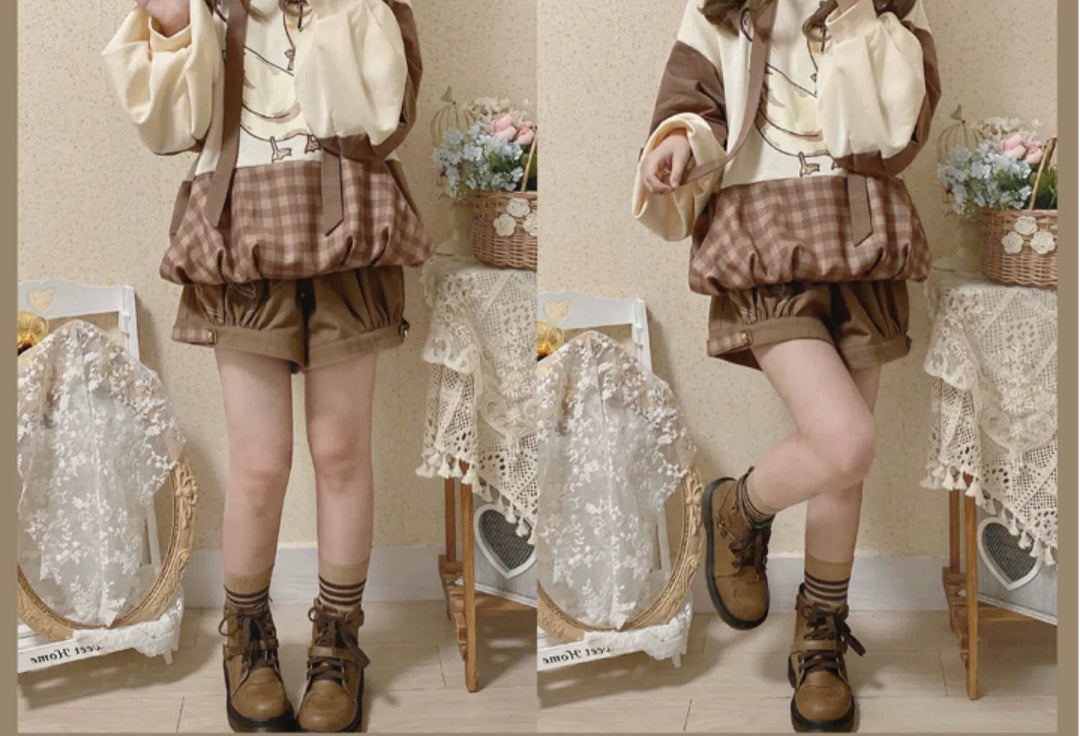 Kawaii Ouji Fashion Coffee Blouse Vest Shorts 22770:354004 22770:354004