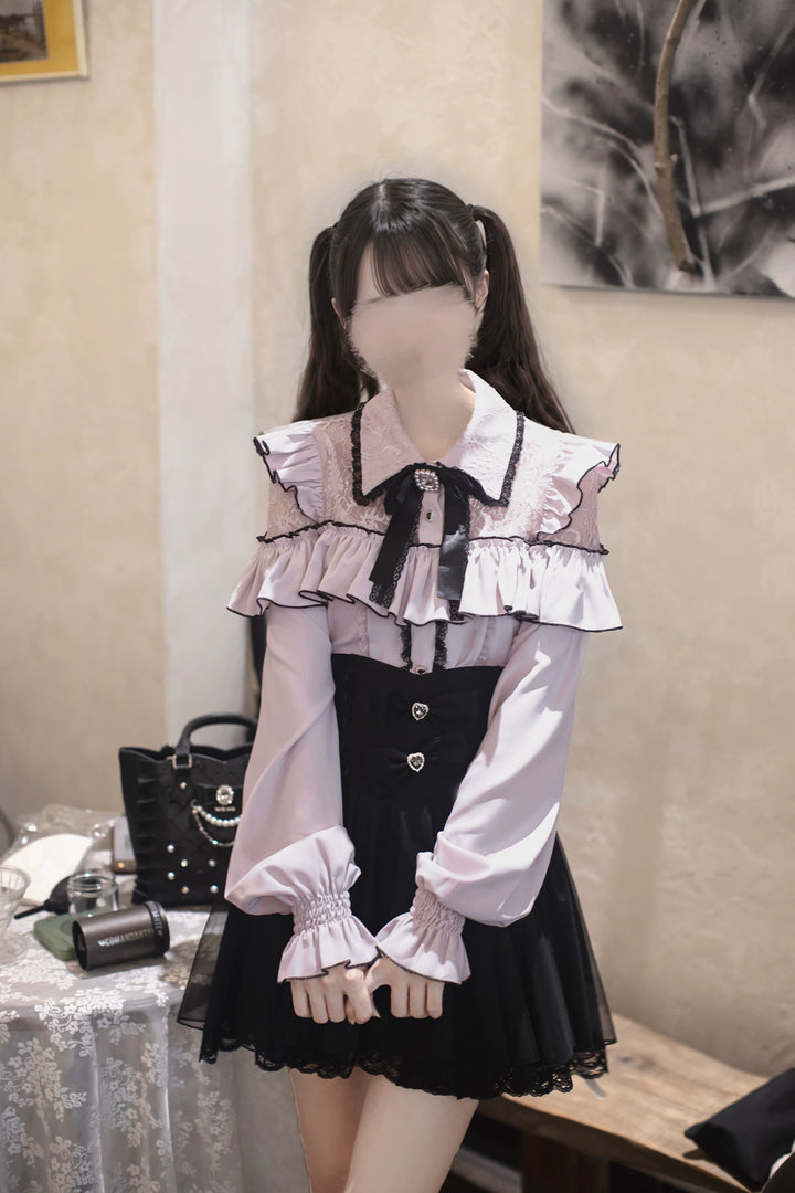 Seiso Kei Pink Blouse & Mermaid Skirt, Lace & Ruffles 45933:870786