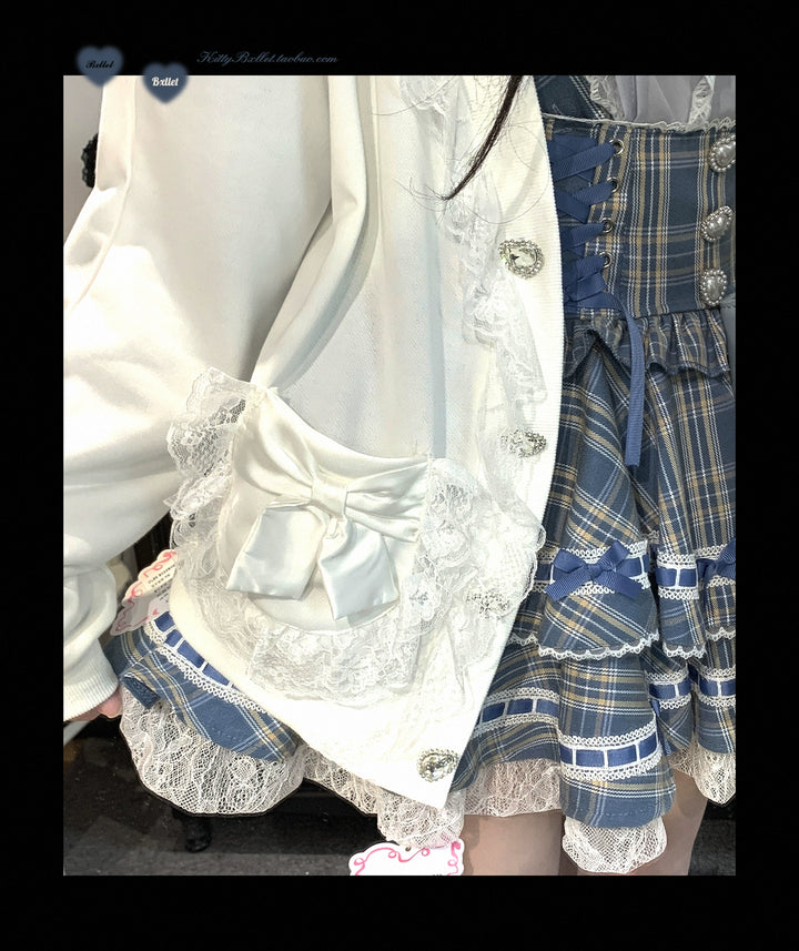 Ryousangata Sweatshirt Cardigan, Ruffled Lace 43732:783905
