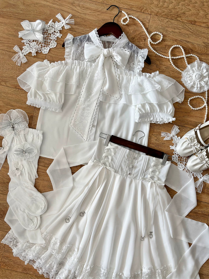 Summer Jirai Kei Outfit, Chest Lace Flounce Hem 45699:858954