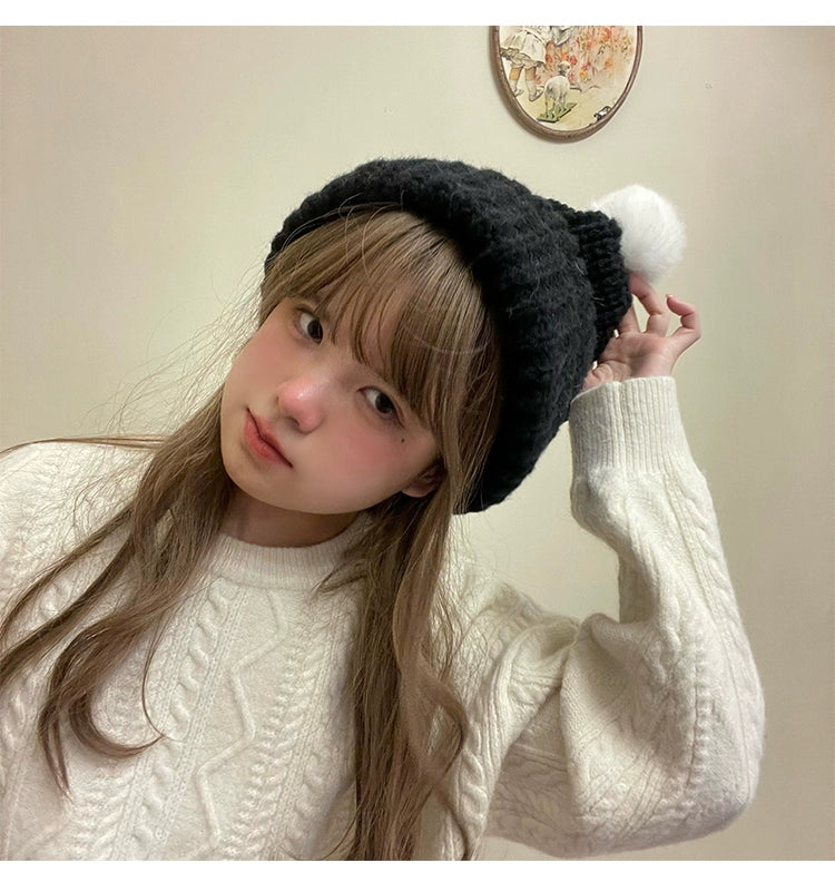 Warm Knitted Hat Thick Woolen Cap Winter Cold Hat 39338:620386