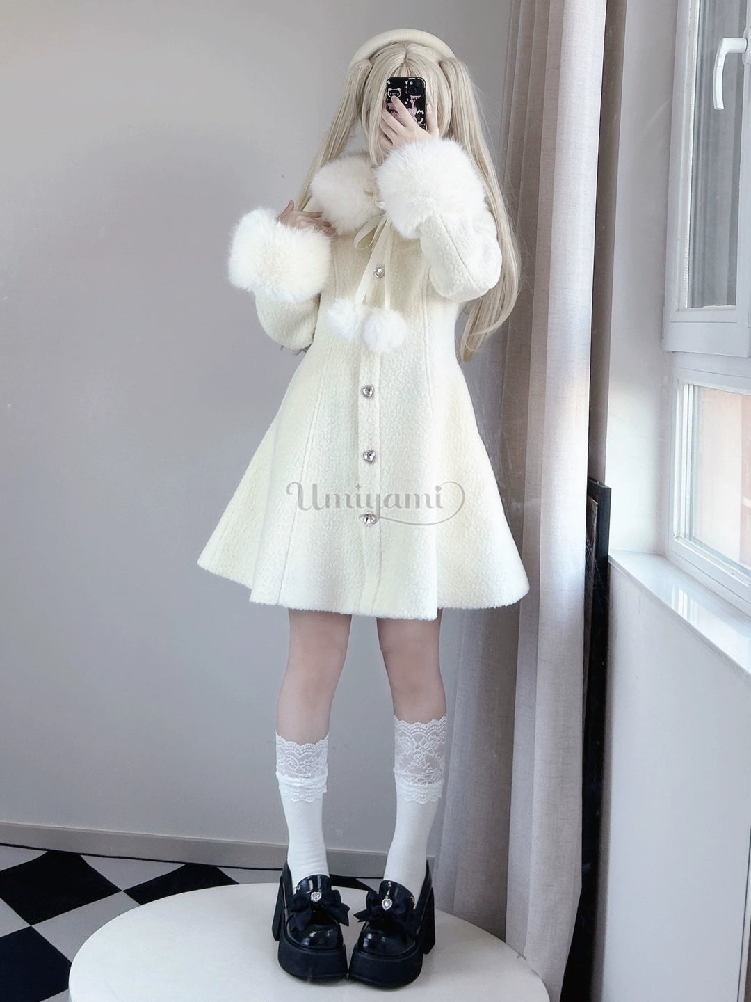 Jirai Kei Coat Long Woolen Jacket Winter Coat 39792:653638