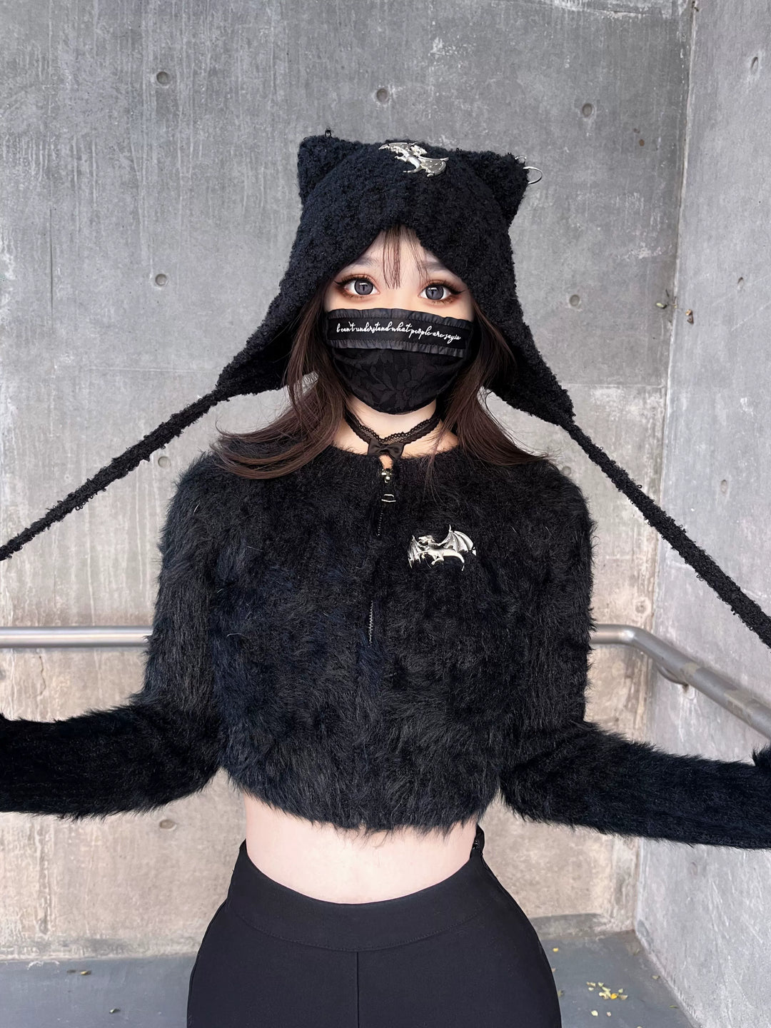 Y2K Winter Hat Japanese Style Knitted Cat Ear Hat 39486:635018