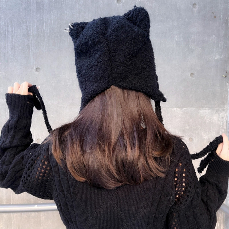 Y2K Winter Hat Japanese Style Knitted Cat Ear Hat 39486:635012