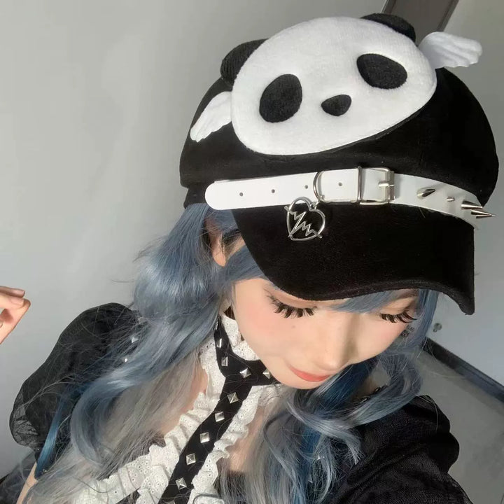 Jirai Kei Hat Subculture Beret Blue Black Personalized Beret (56-58cm) 29270:357928 (56-58cm) 29270:357928