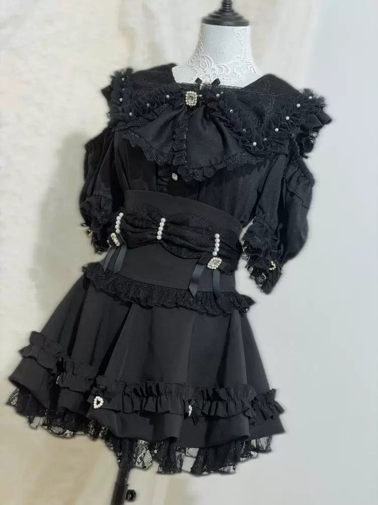 Fluffy Jirai Kei Bubble Skirt, Detachable Waist Bows 45936:870219