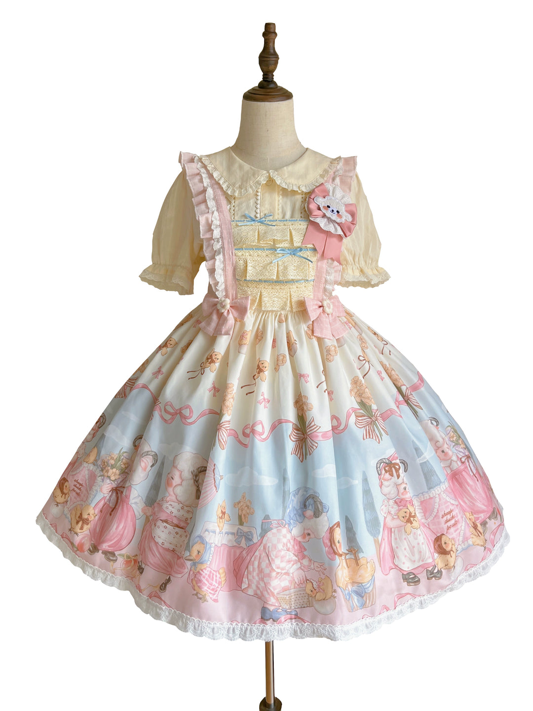 Sweet Lolita Dress With Goat Waltz Print JSK Dress Set 31740:372930