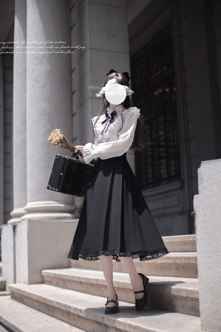 Mid-Calf Length Seiso Kei Fake Two Piece Dress 43882:789469