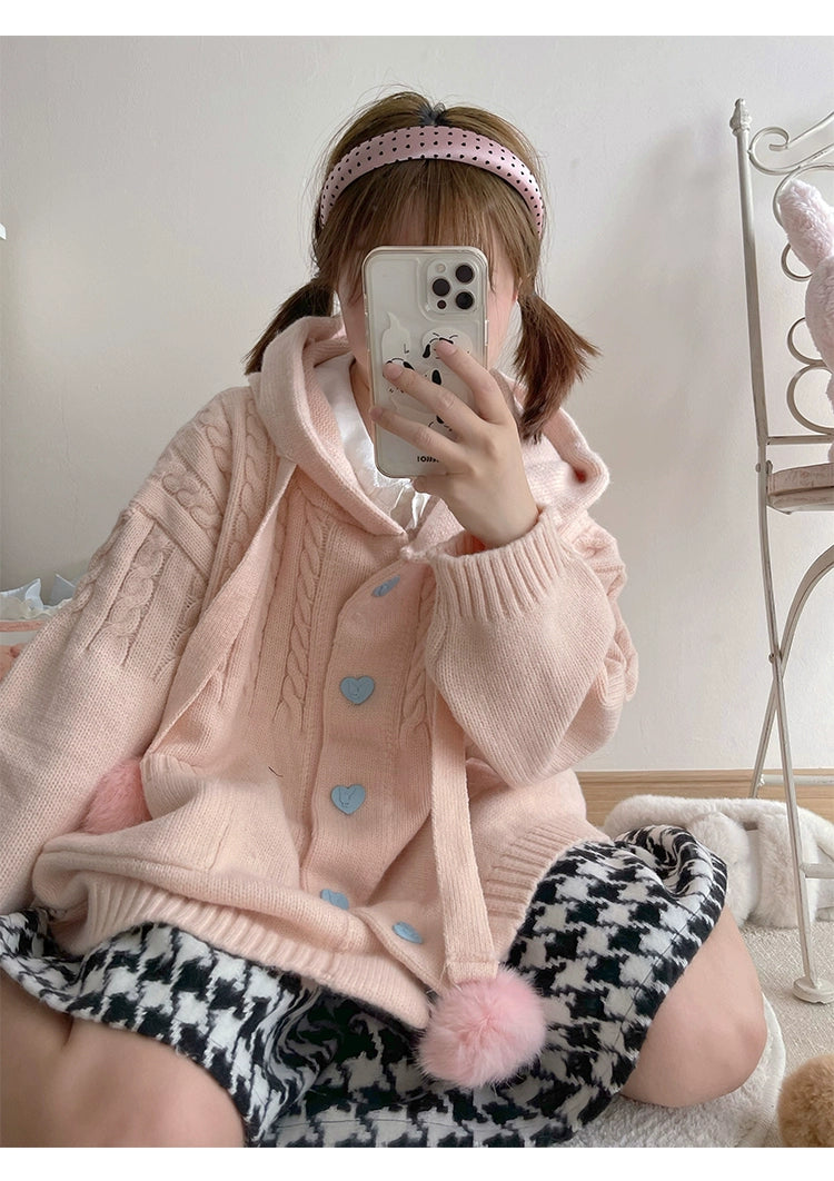 Kawaii Oversized Cardigan Sweater Coat Multicolor Honey Wardrobe