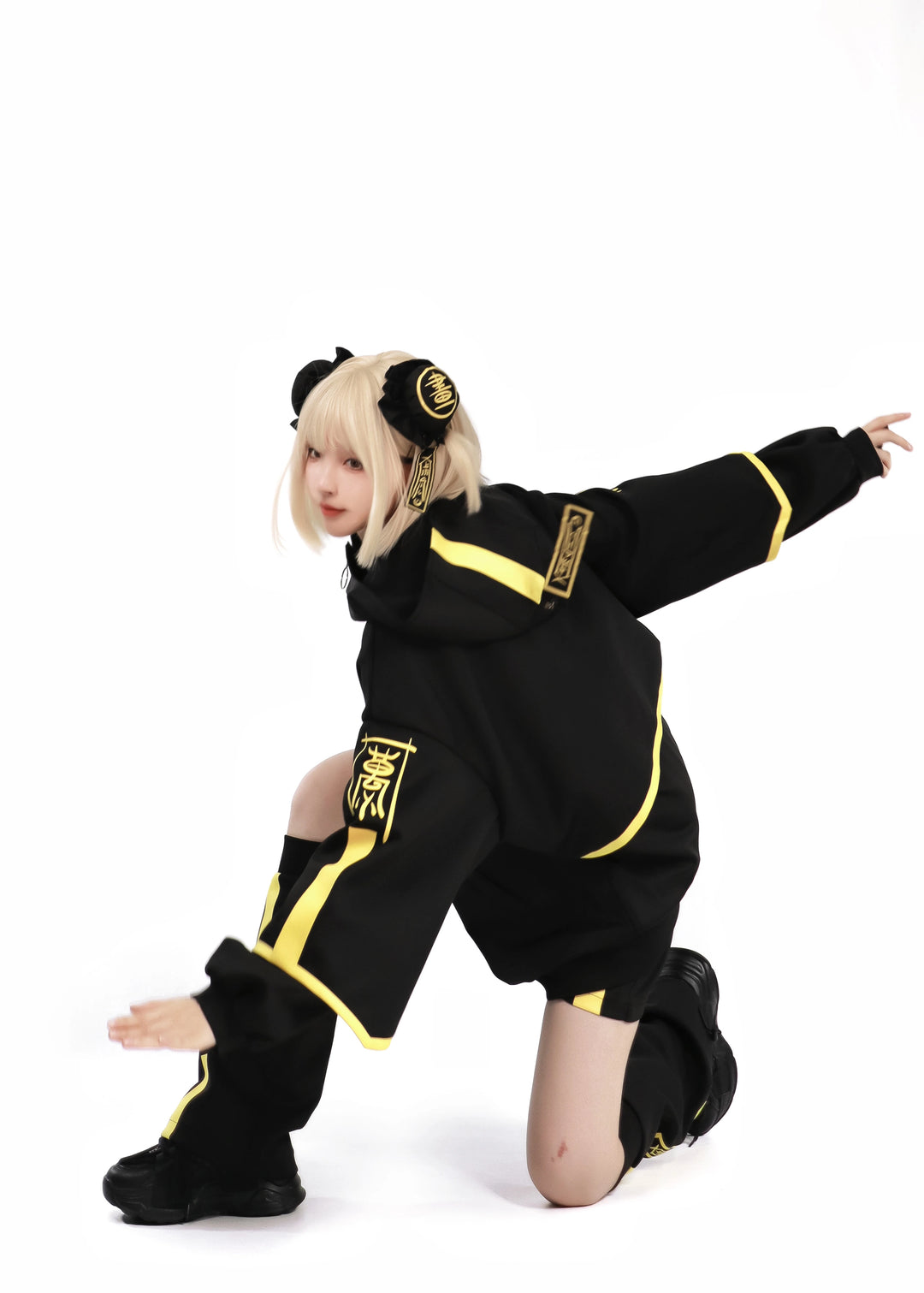 Jirai Kei Coat Black Yellow Plus Size Sports Set Night Glow Edition 29698:358460 29698:358460