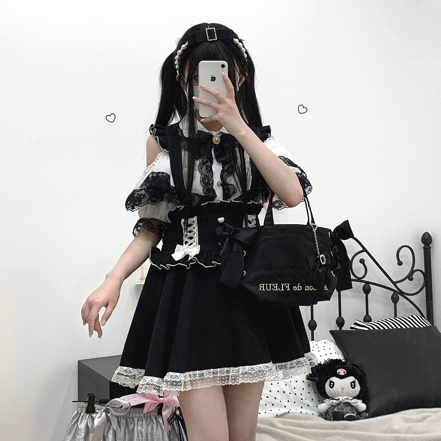 Jirai Kei Suspender Skirt Ruffled Lace Strap Salopette 35372:544150