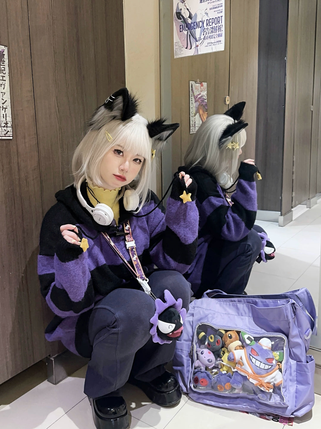 Plus Size Kawaii Coat Cat Ear Hood Sweater Knitted Cardigan 39702:636850