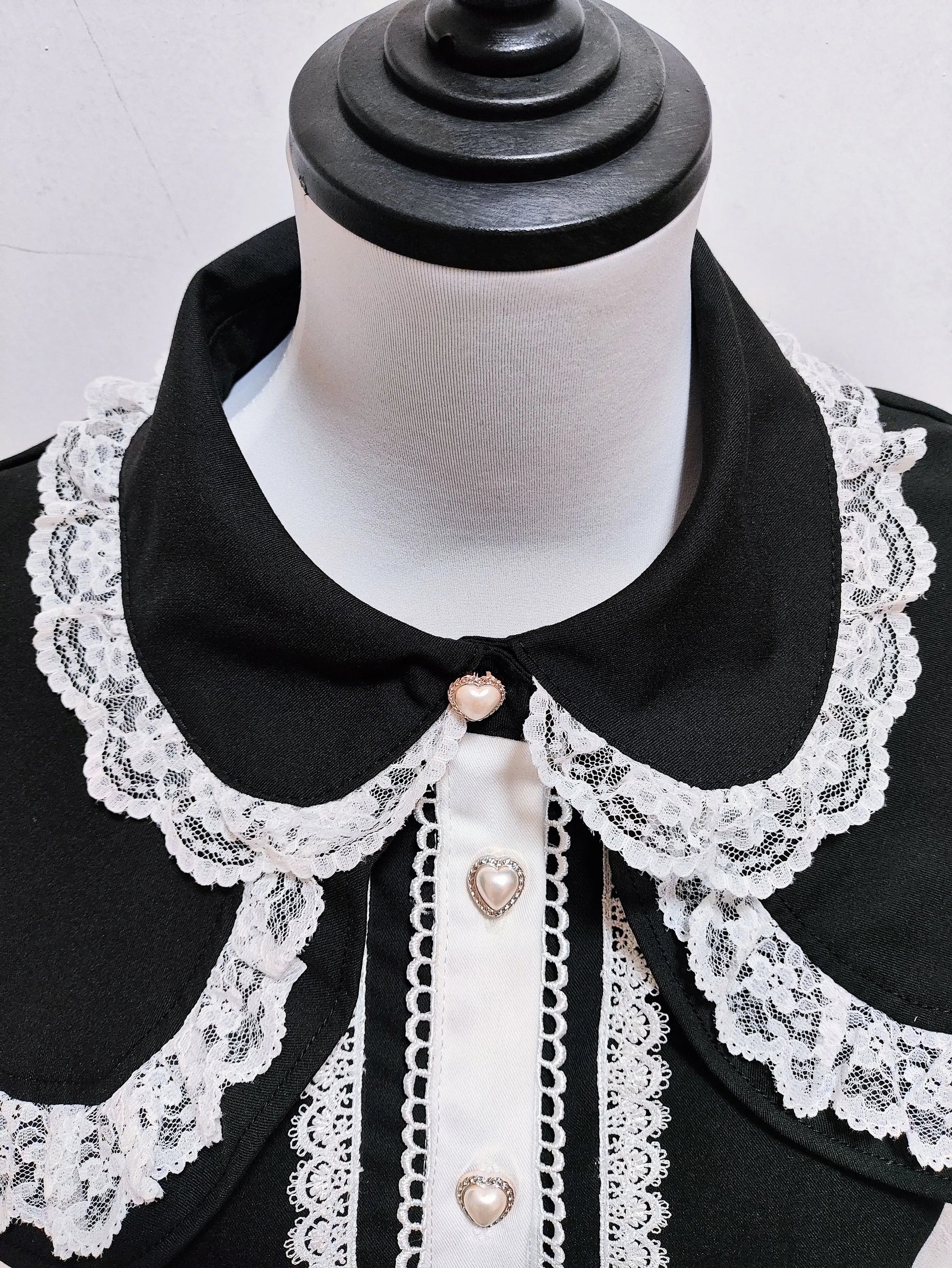 Jirai Kei Dress Set Lace Sleeve Black Cape Outfit Sets 37456:561382
