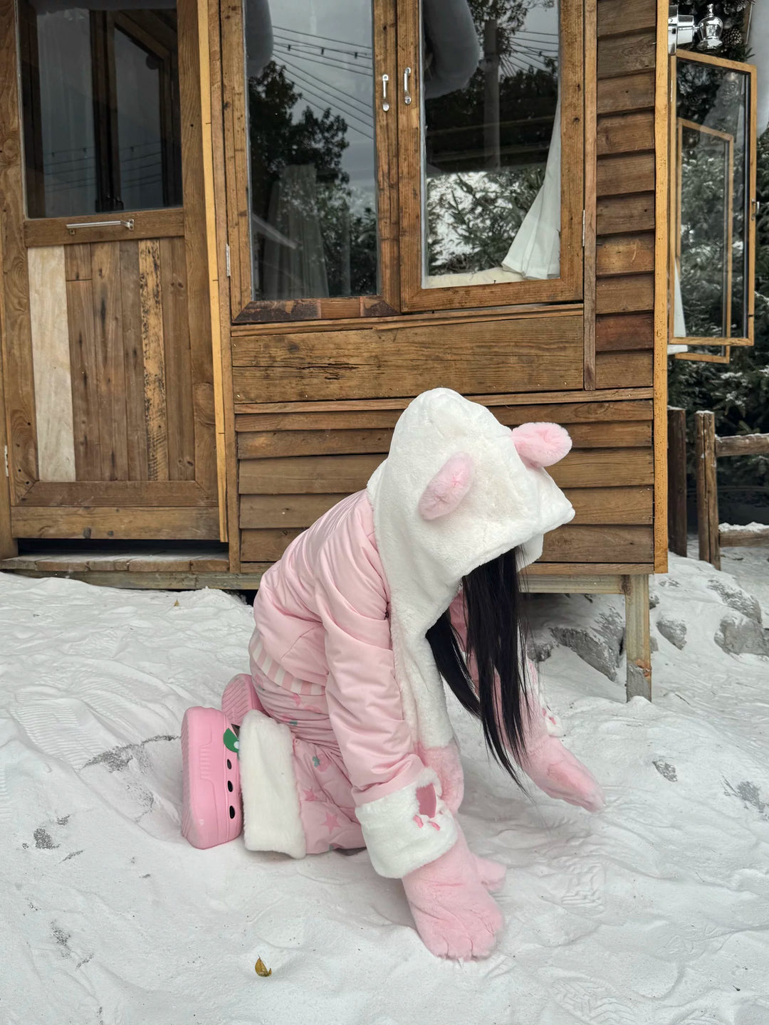 Padded Kawaii Padded Zipper-Closure Coat, Strawberry Details 44671:817959