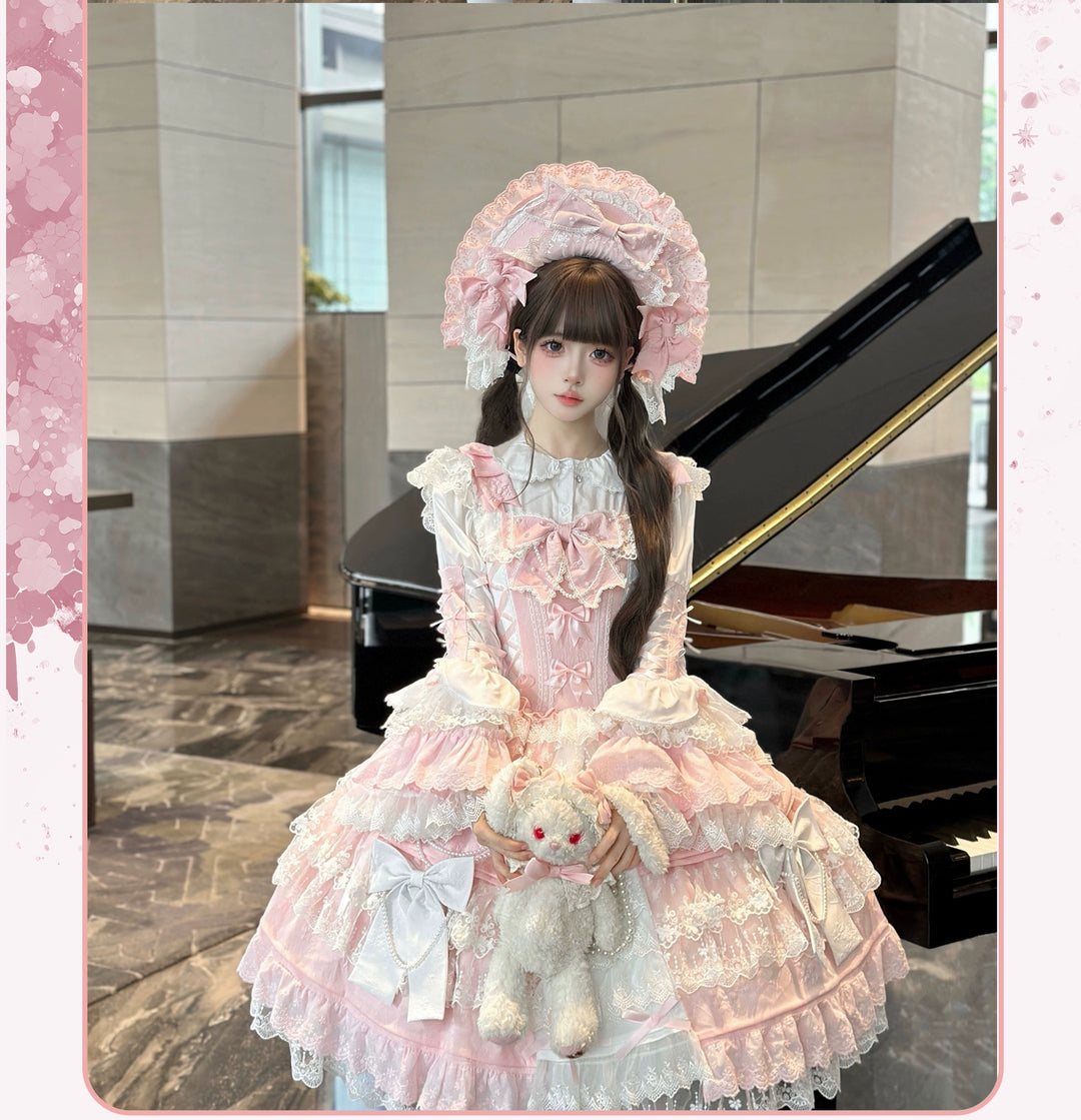 Sweet Lolita Pink JSK Doll-like Dress Princess Sleeve Blouse BNT 41170:697850