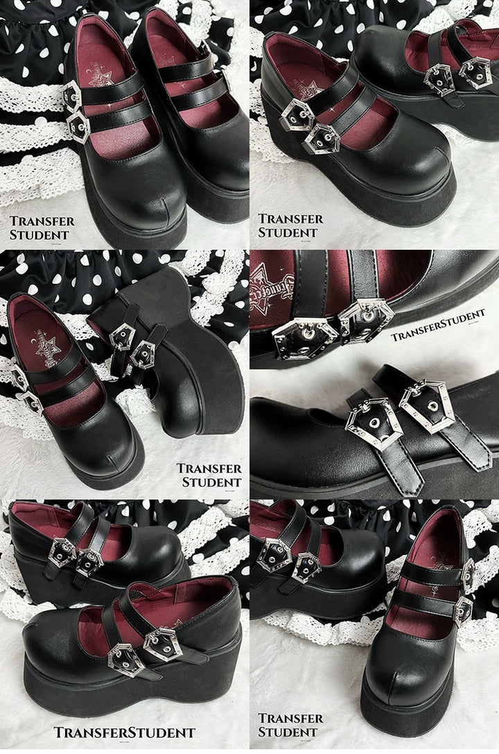 Black Red Platform Shoes Mary Jane Shoes 29728:367906 29728:367906