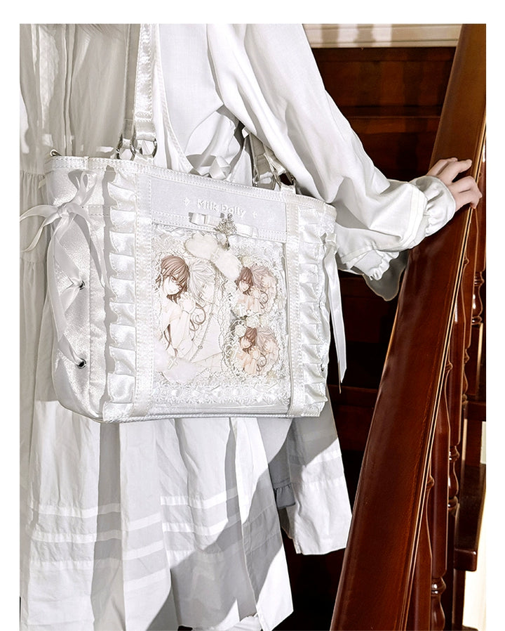Large-Capacity Ita Bag, Clear Window Front + Rhinestones 43231:779300