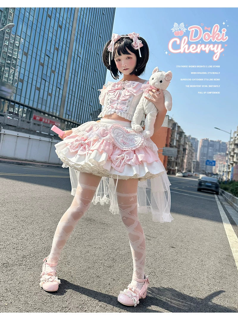 Chika Idol Outfit, Pink Heart-Decorated Top & Skirt 44770:827357