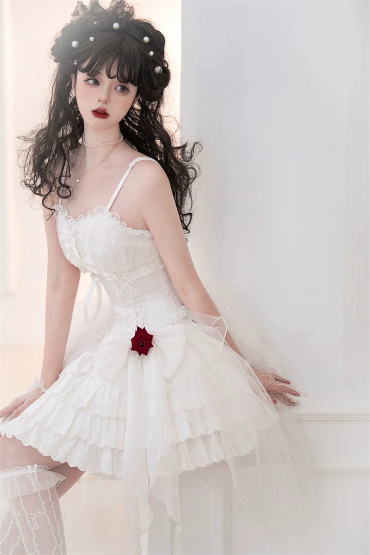 Gothic Lolita Dress Black White Corset Dress Rose JSK 36472:516014