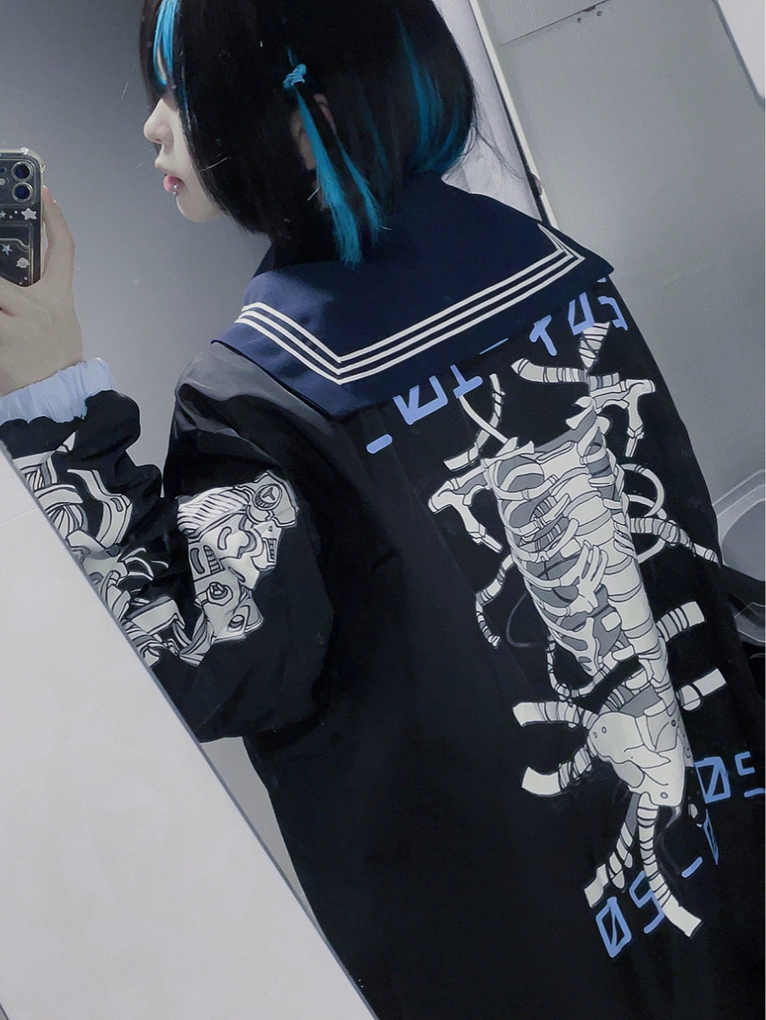 Plus Size Jirai Kei Coat Tenshi Kaiwai Jacket Skull Print 33988:485014