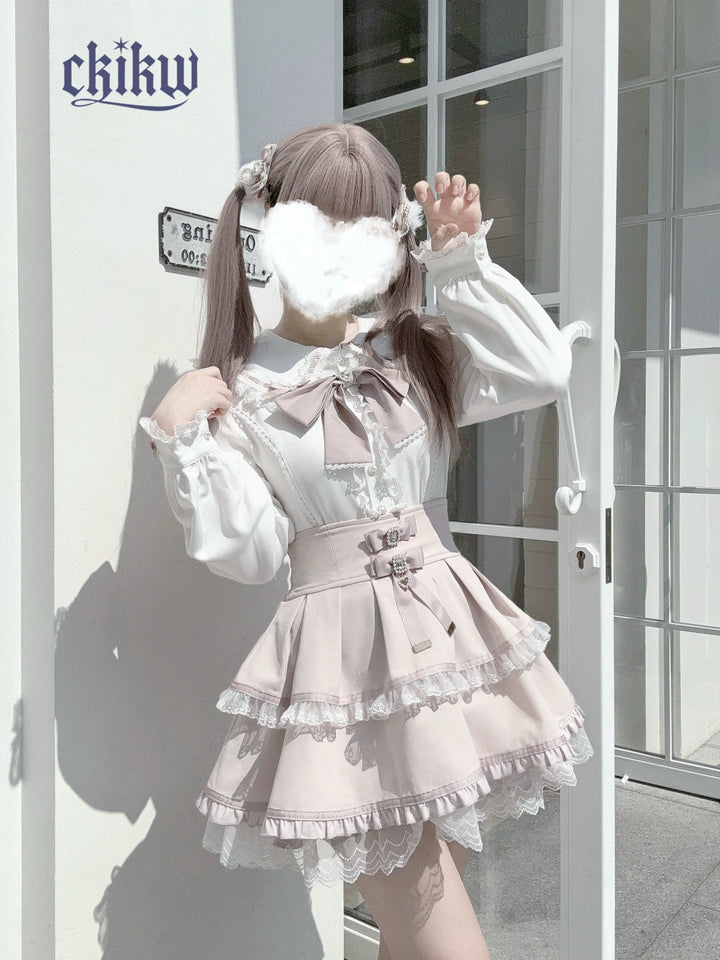 Long Sleeve Ryousangata Blouse, Bunny Eared Collar 43862:787670