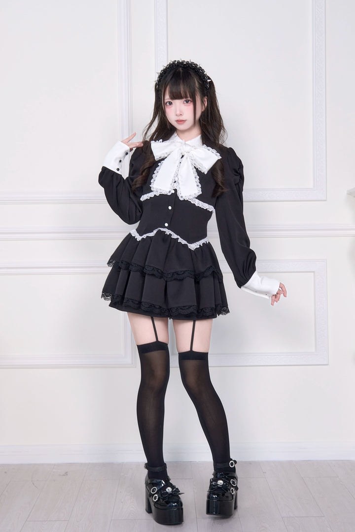 Long-sleeved Jirai Kei Dress, Elastic Shorts 44117:796525