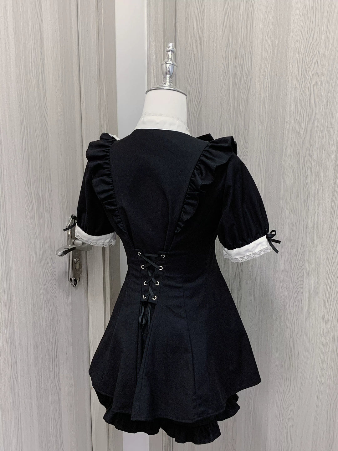 Jirai Kei Dress Set Black Jabot Dress And Shorts 38816:601692