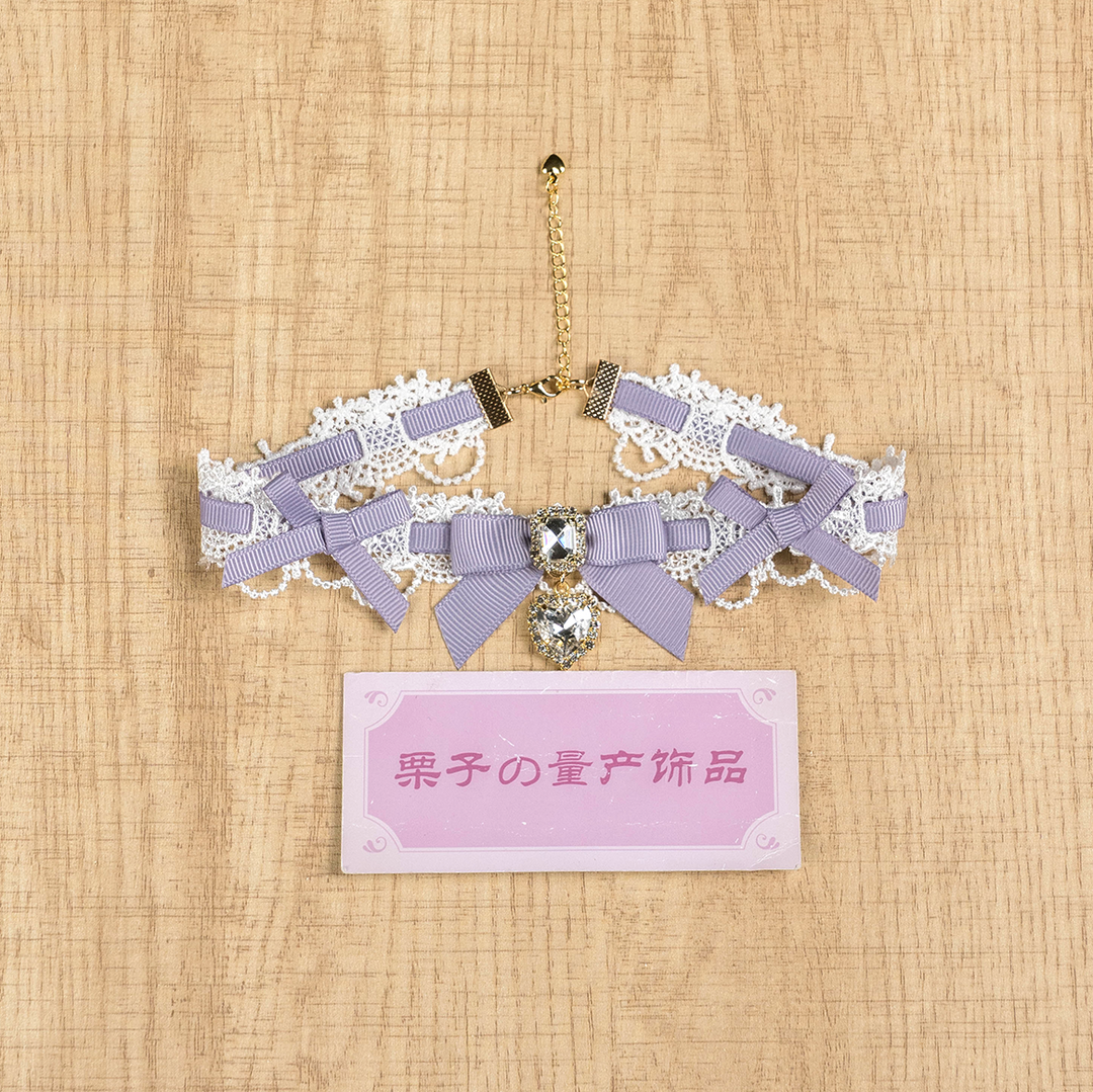 Jirai Kei Lace Choker, Detachable Faux Pearl Necklace 44010:793207