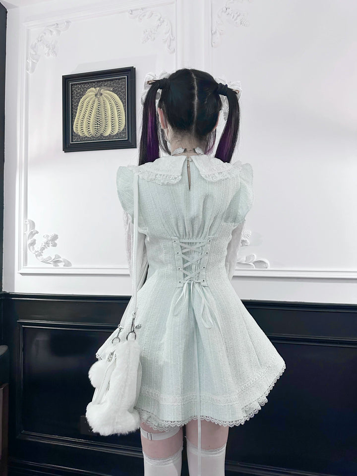 Peter-Pan Collar Ryousangata Dress Set, Lace Sleeves 44524:815223