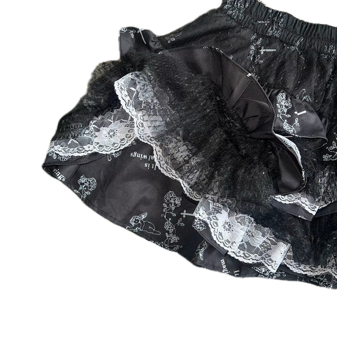 Jirai Kei Skirt Gothic Punk Skirt Black Lace Puff Skirt 36582:558594