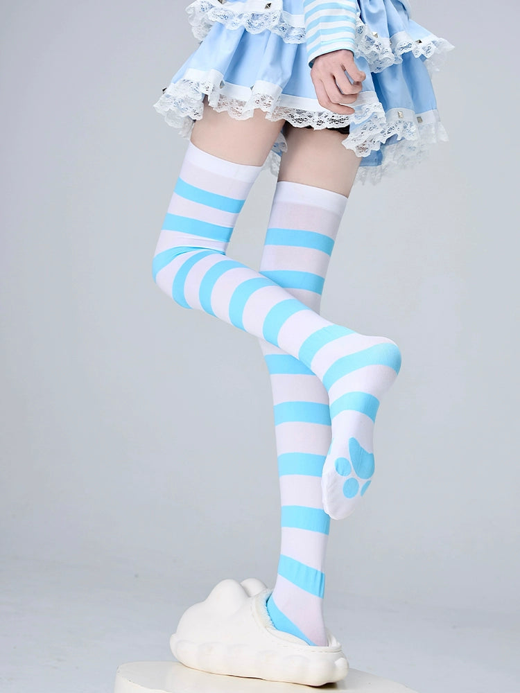 Jirai Kei Stockings Thigh-High Socks Striped Knee Socks 36540:541308