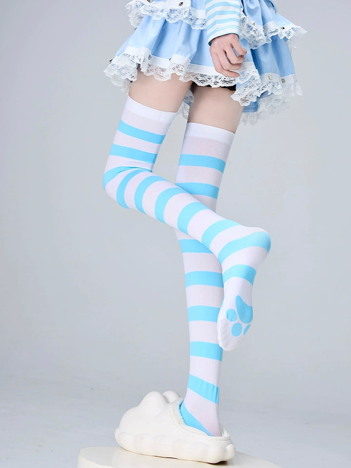 Jirai Kei Stockings Thigh-High Socks Striped Knee Socks 36540:541308 36540:541308