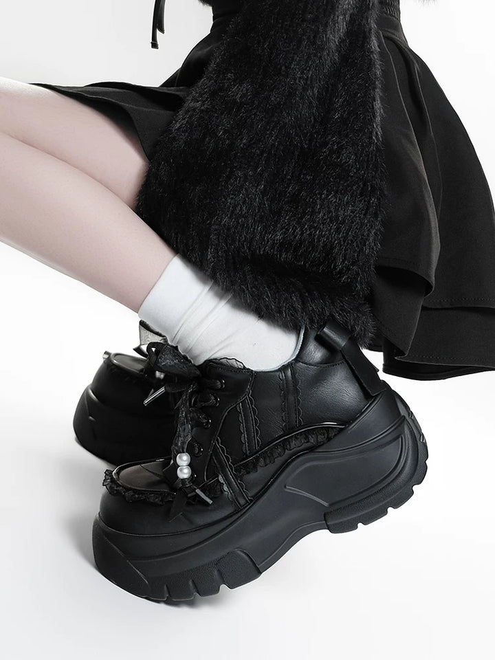 Jirai Kei High Platform Shoes, Lace Details 45748:861600