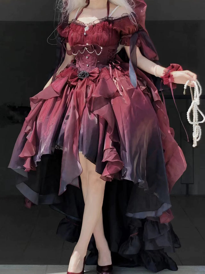 Gothic Fairy Prom Dress Elegant Lolita Gradient Corset Gown 42193:731533