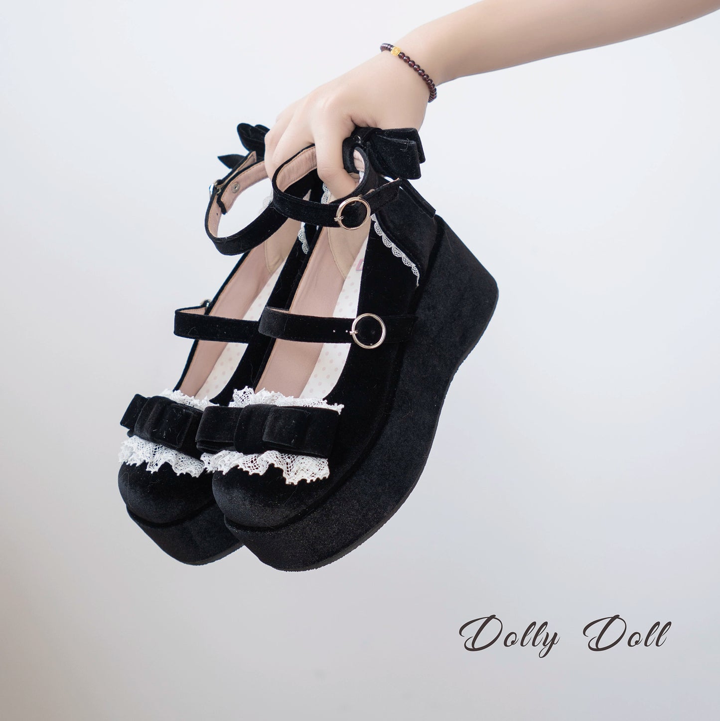 Lolita Shoes Round-Toe Platform Shoes With Velvet Bow (34 35 36 37 38 39 40 / Black) 37132:552636