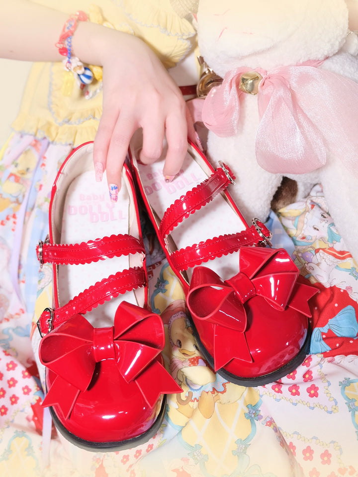 Lolita Shoes Round Toe Shoes Low-Mid Heels with Bow Lace 35268:490352 35268:490352