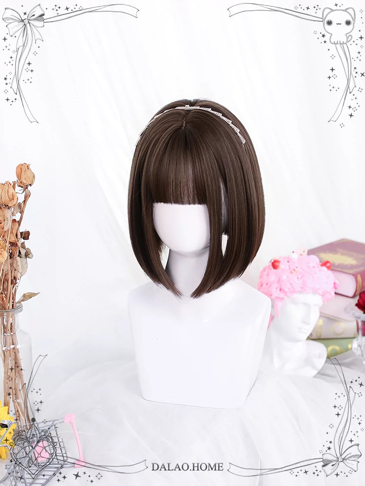 Lolita Wig Black Bob Haircut Short Wig With Bangs 35604:496412 35604:496412