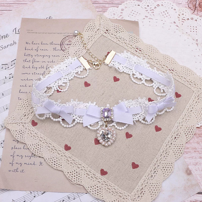 Ryousangata Heart Rhinestones Necklaces and Wrist Pieces 45072:838576