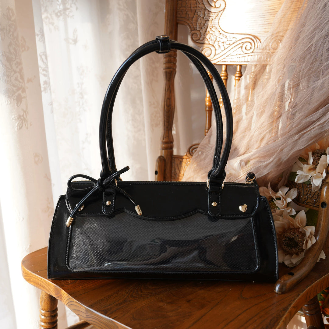 Vintage Baguette Itabag, Detachable Crossbody Shoulder Strap (Black) 45413:848864