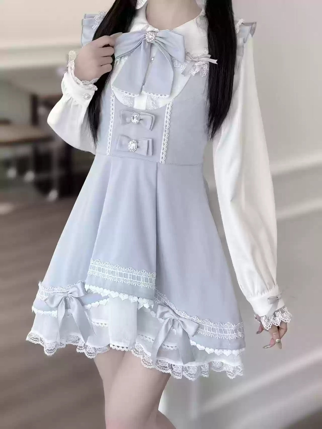 Jirai Kei Dress Set Bunny Ear Blouse Suspender Skirt Set 41440:699088