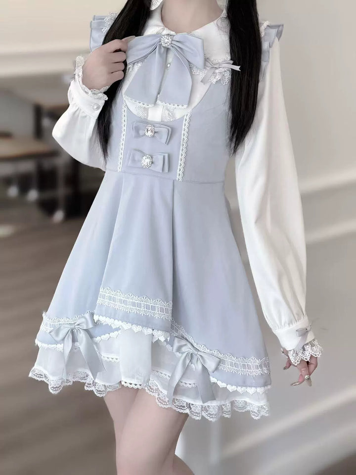 Jirai Kei Dress Set Bunny Ear Blouse Suspender Skirt Set 41440:699144