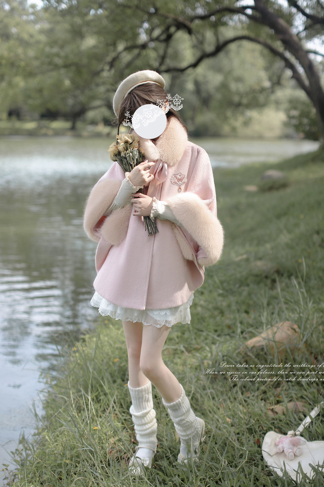 Sweet Winter Pink Cloak, Beige Blouse 44038:793624