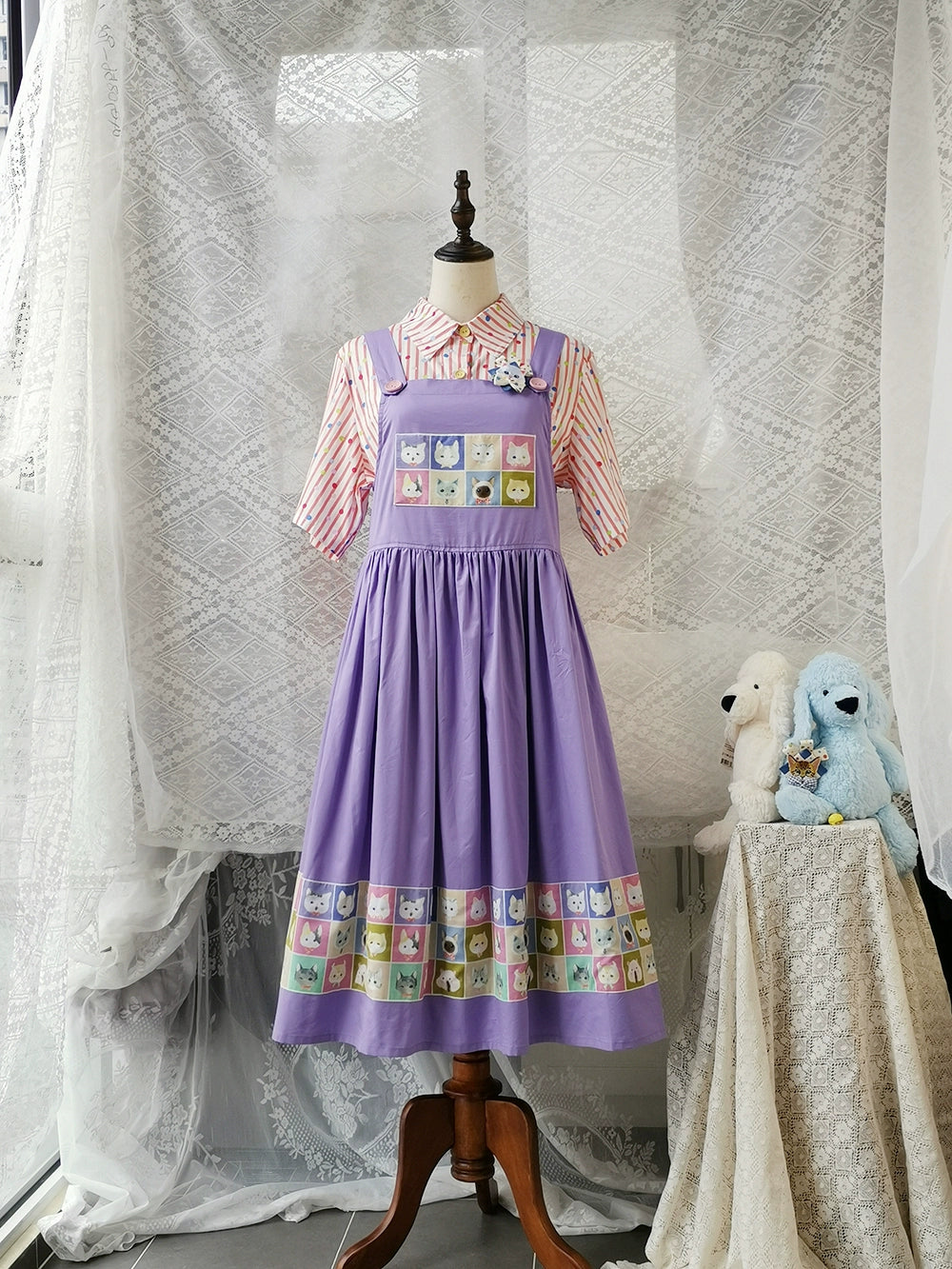 Kawaii Blue Purple Dress Summer Maxi Dress 22666:345128 22666:345128