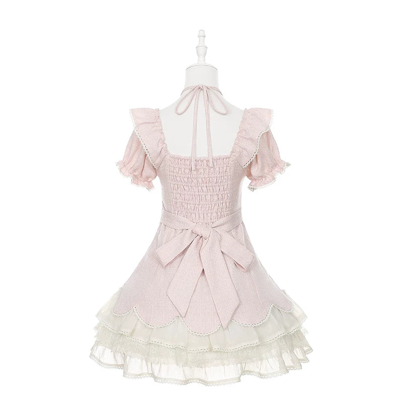 Pink Tweed Rousangata Dress, Front Heart Decoration 45570:854479