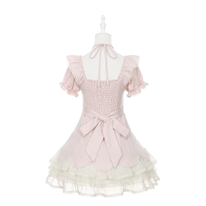 Pink Tweed Rousangata Dress, Front Heart Decoration 45570:854479