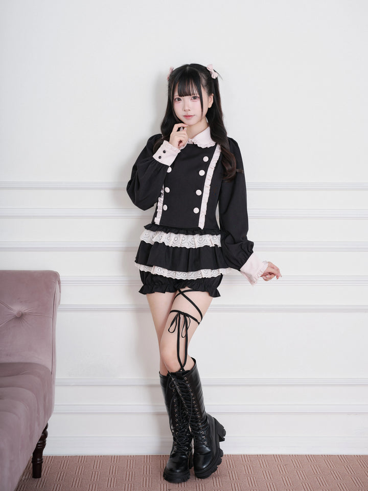 Jirai Kei Double-Breasted Top, Tiered Skort 45931:871197