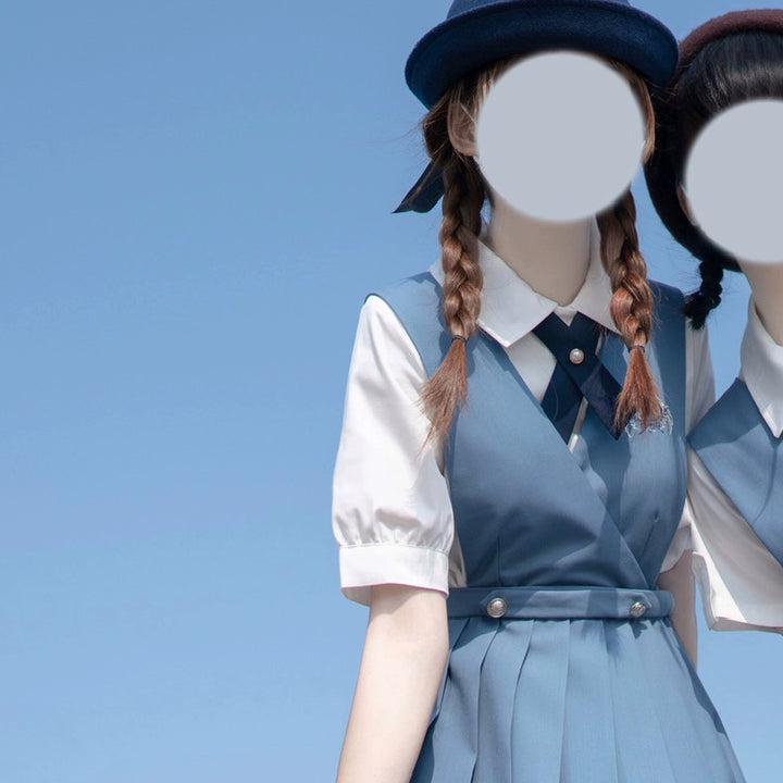 Gay-Blue Knee-Length JK Uniform, Detachable Vest (L M S XL XS XXL) 43446:778493