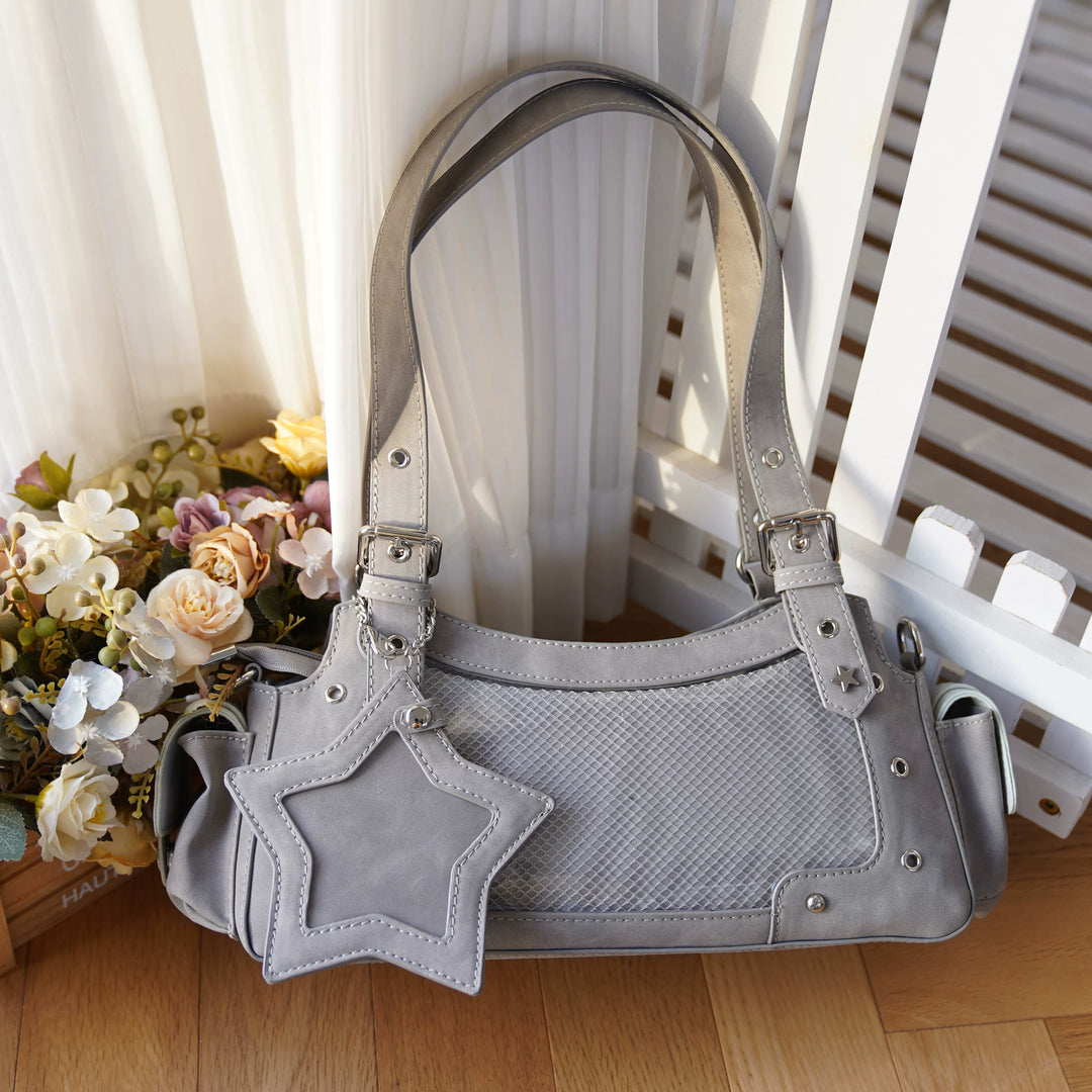 Punk Studded Ita Bag, Clear Window & Star Pouch (Gray) 45416:847471