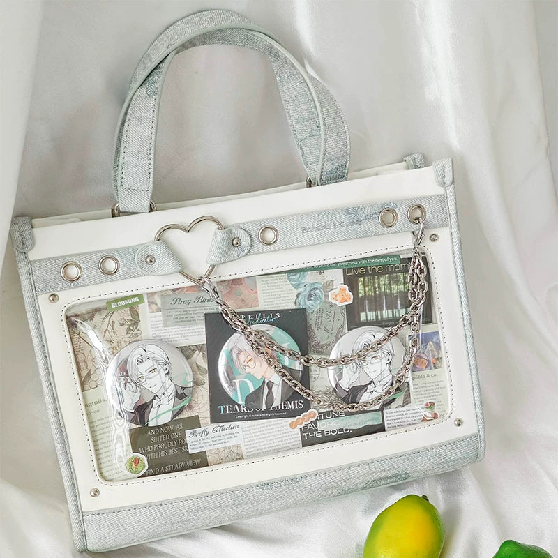 Japanese-Style Boxy Shape Ita Bag, Detachable Chain 45417:847848